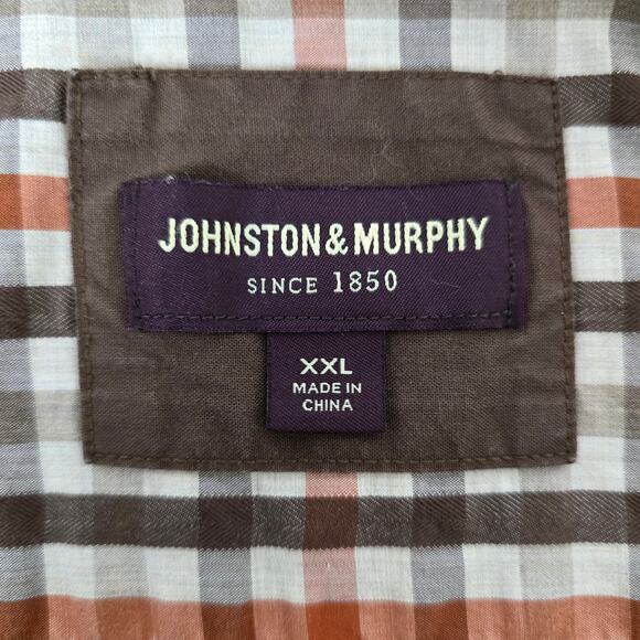 Johnston & Murphy Shirt Men XXL 2XL Brown Multicolor Checked Button down L/S - Picture 10 of 12